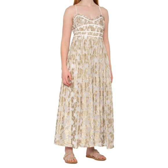 Free People Women's Ivory Combo Charlie Bustier Maxi Dress Size Medium NEW - Picture 1 of 2